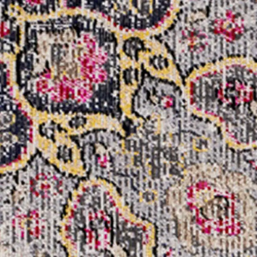 Blue Yellow And Pink Medallion Area Rug Photo 4