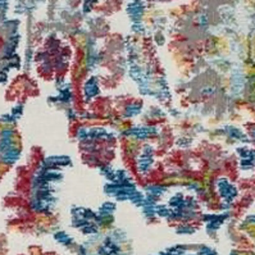 Blue Yellow And Red Floral Distressed Non Skid Area Rug Photo 3