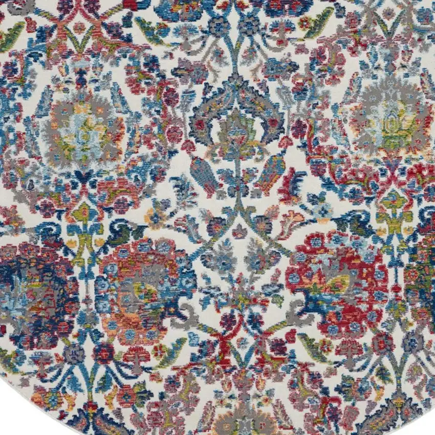 Blue Yellow And Red Floral Distressed Non Skid Area Rug Photo 7