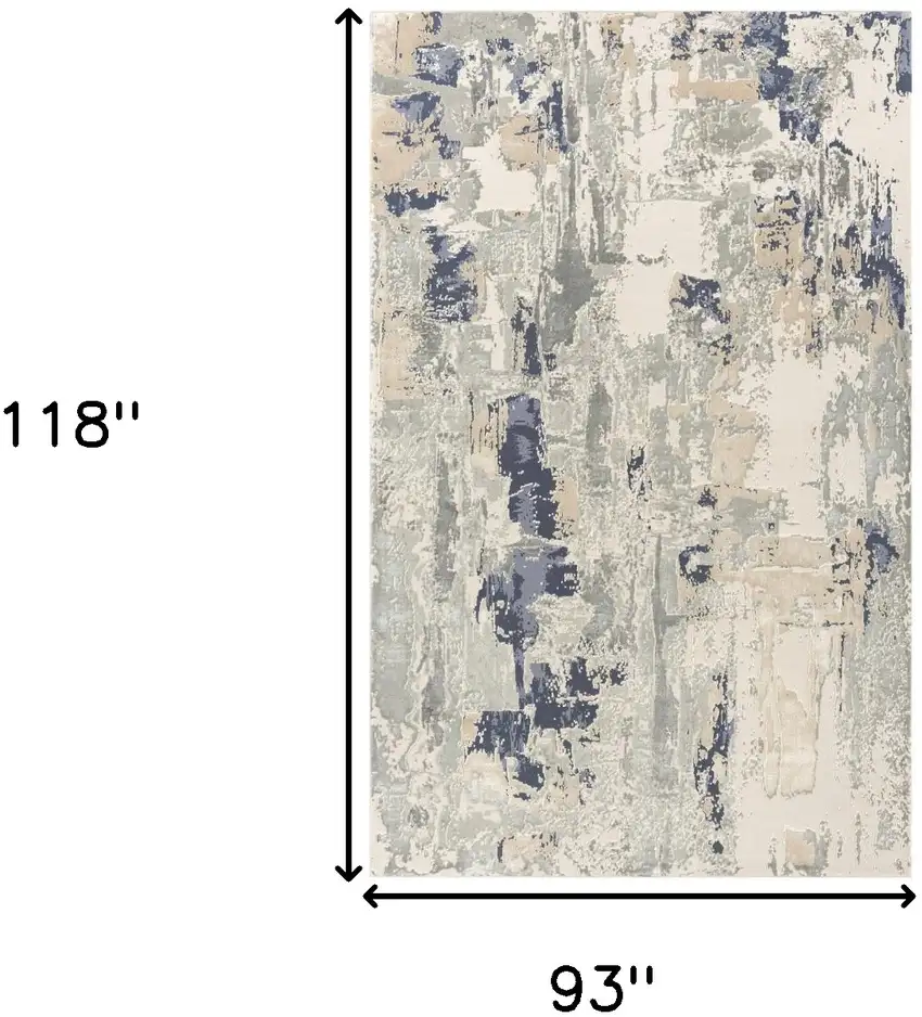 Blue and Beige Abstract Area Rug Photo 3