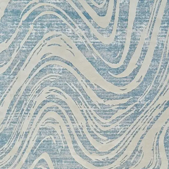 Blue and Beige Abstract Distressed Area Rug Photo 3