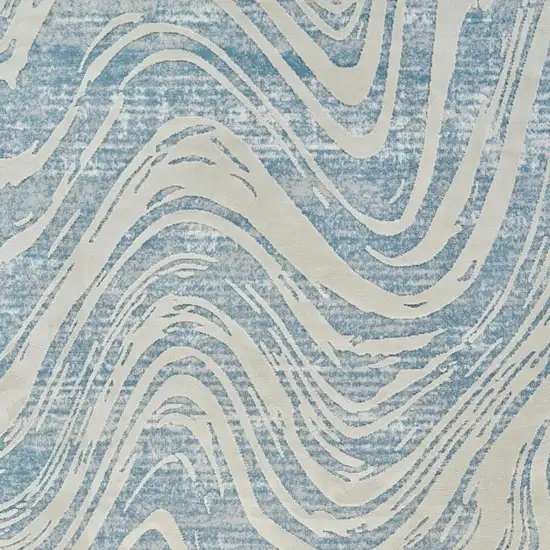 Blue and Beige Abstract Distressed Area Rug Photo 3