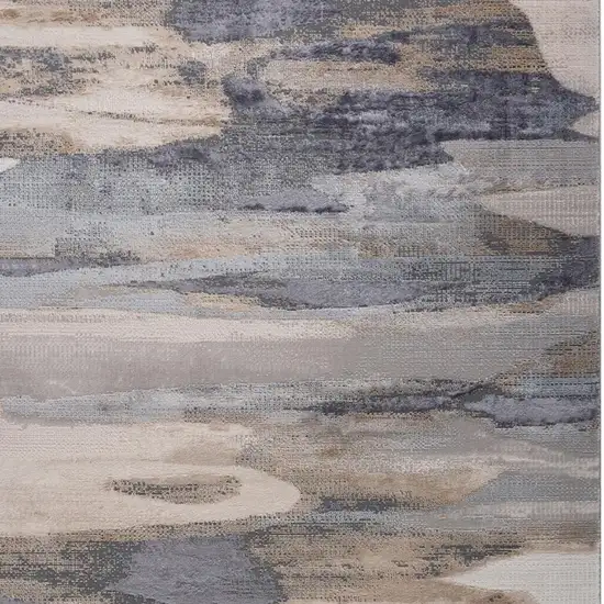 Blue and Beige Abstract Distressed Area Rug Photo 3