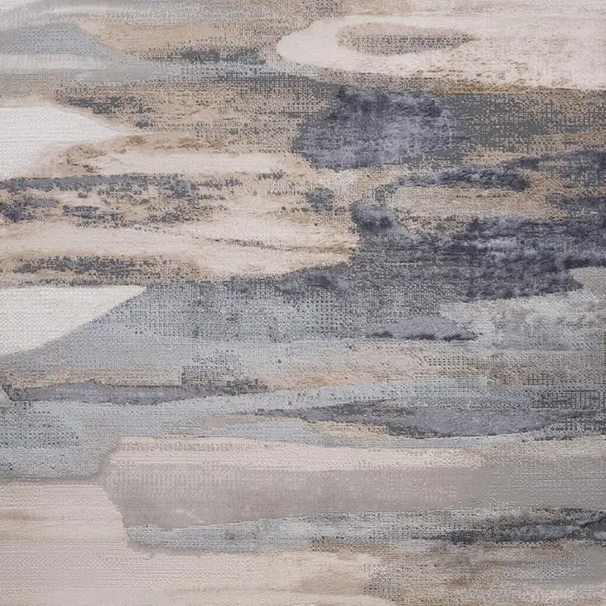 Blue and Beige Abstract Distressed Area Rug Photo 3
