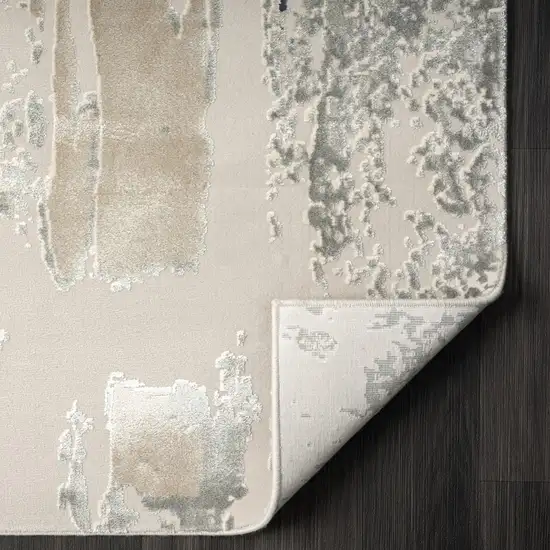 7' Blue And Beige Abstract Runner Rug Photo 9