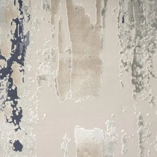 7' Blue And Beige Abstract Runner Rug Photo 7