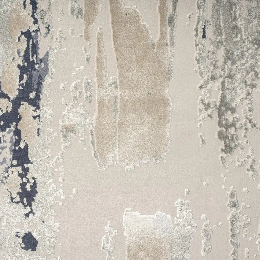 7' Blue And Beige Abstract Runner Rug Photo 7