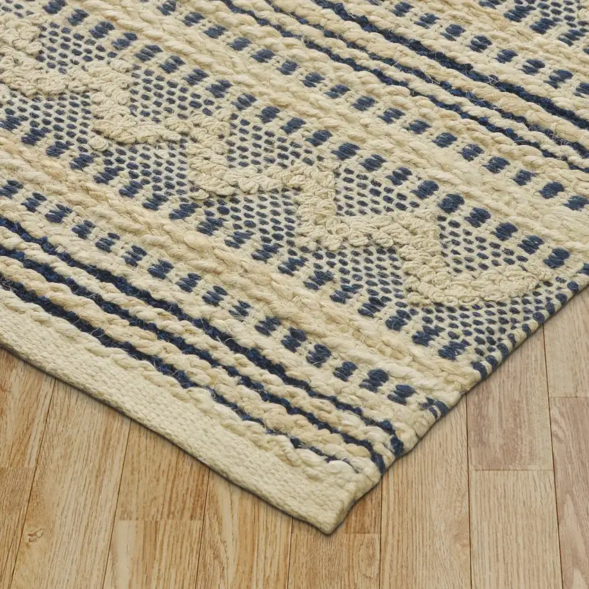Blue and Beige Chevron Striped Area Rug Photo 5