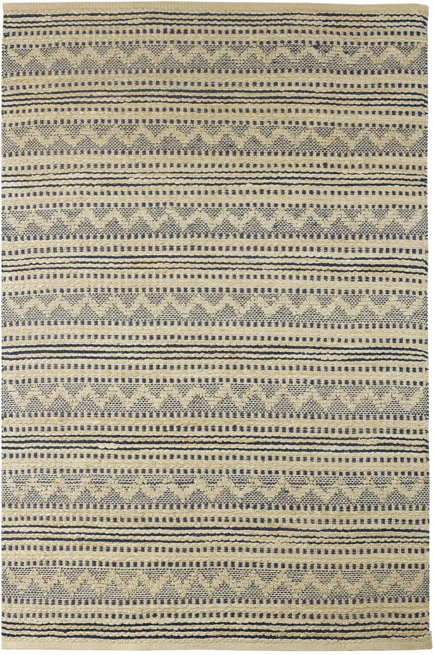 Blue and Beige Chevron Striped Area Rug Photo 1