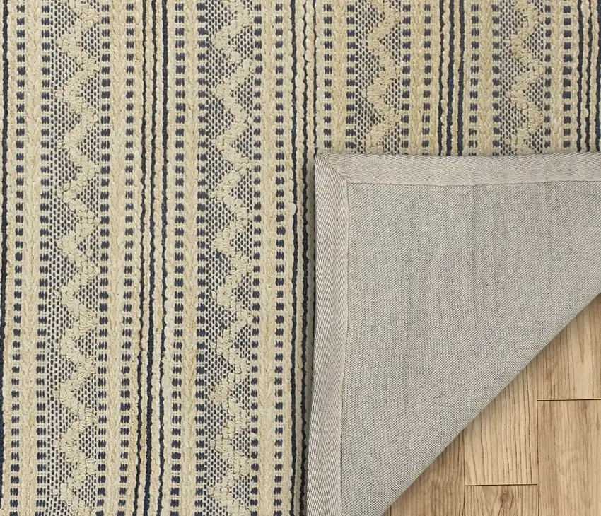 Blue and Beige Chevron Striped Area Rug Photo 3