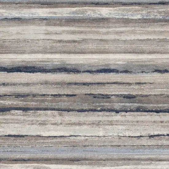 2' X 6' Blue And Beige Distressed Stripes Area Rug Photo 4