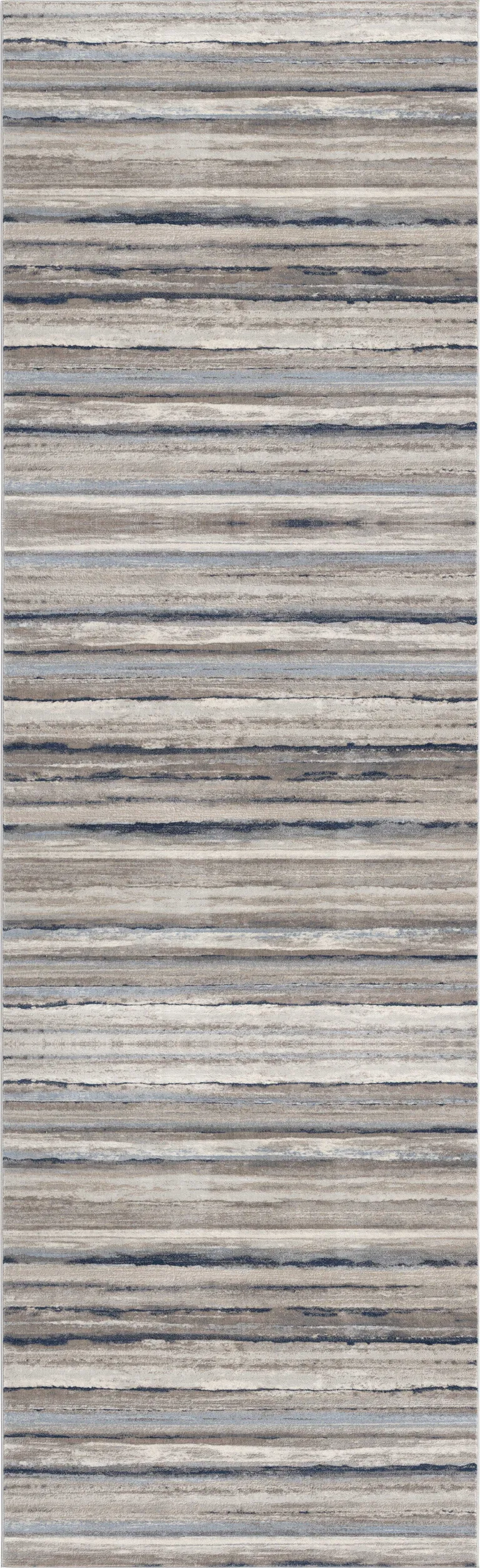Blue and Beige Distressed Stripes Area Rug Photo 3