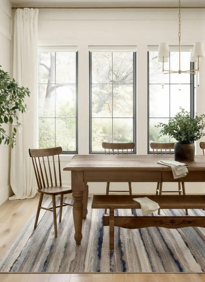 Blue And Beige Distressed Stripes Area Rug Photo 7