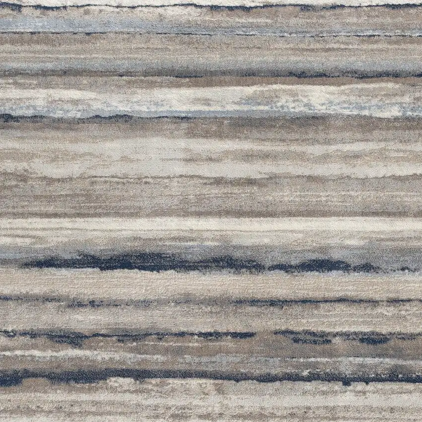Blue And Beige Distressed Stripes Area Rug Photo 3