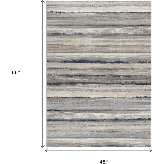 Blue And Beige Distressed Stripes Area Rug Photo 3