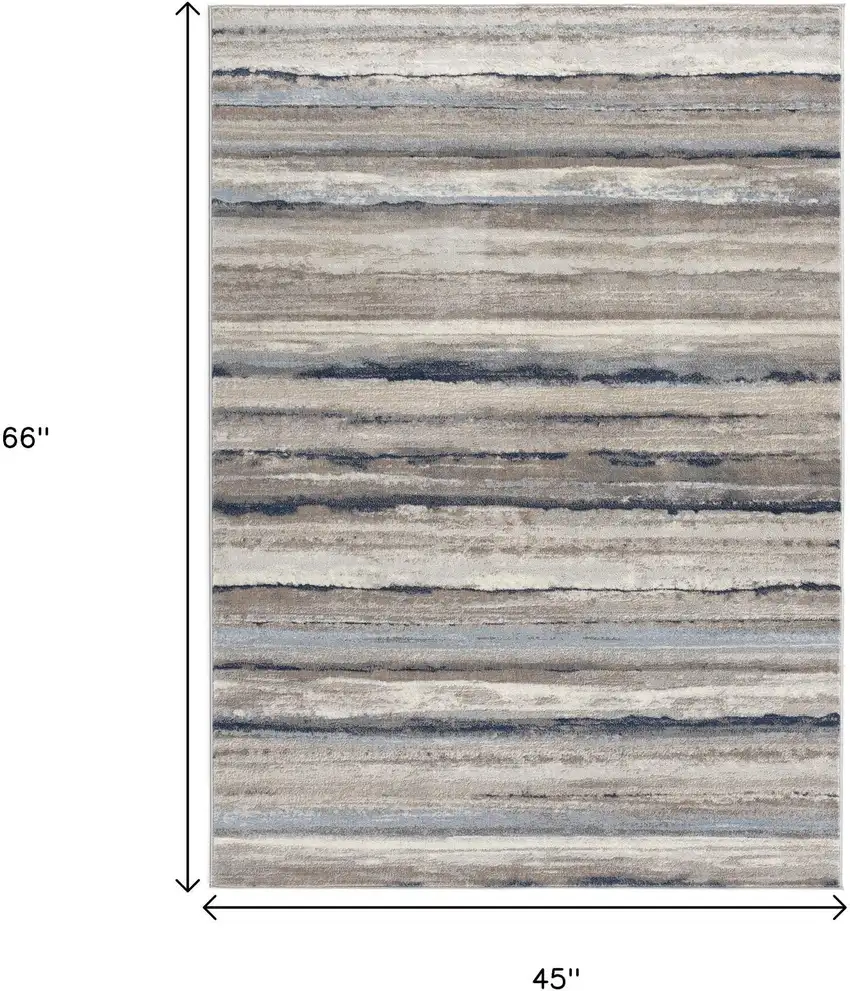 Blue And Beige Distressed Stripes Area Rug Photo 3