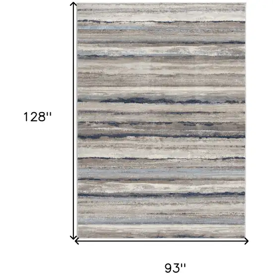 Blue And Beige Distressed Stripes Area Rug Photo 3