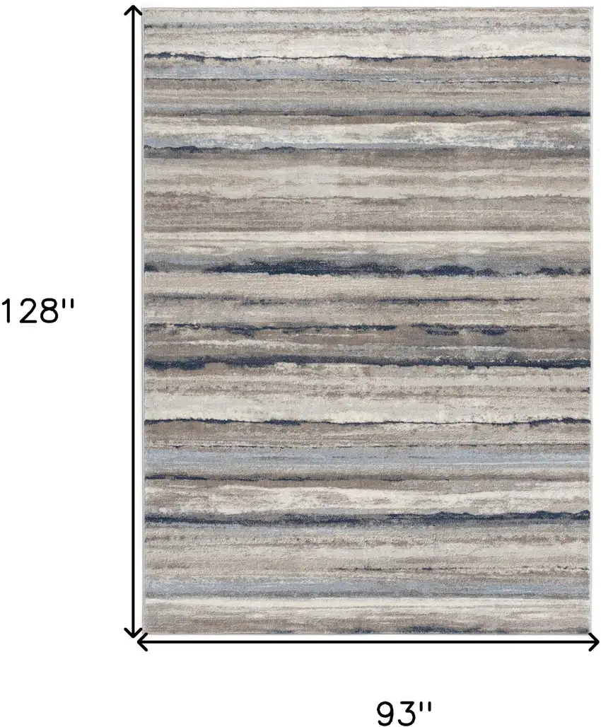 Blue And Beige Distressed Stripes Area Rug Photo 3