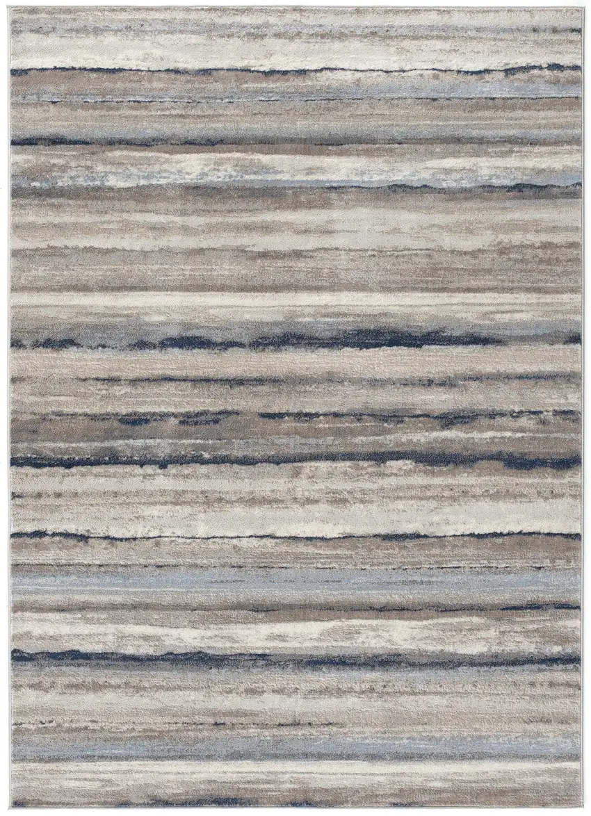 Blue And Beige Distressed Stripes Area Rug Photo 4