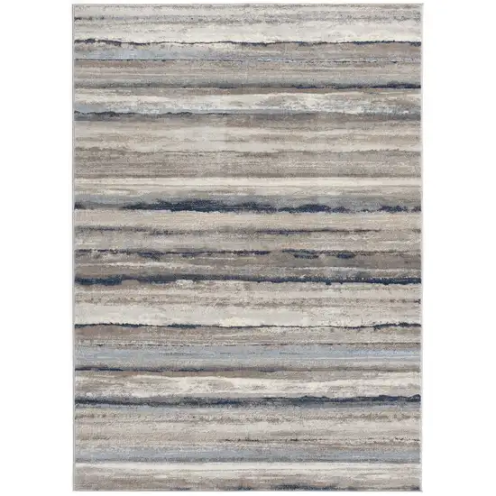 Blue And Beige Distressed Stripes Area Rug Photo 2