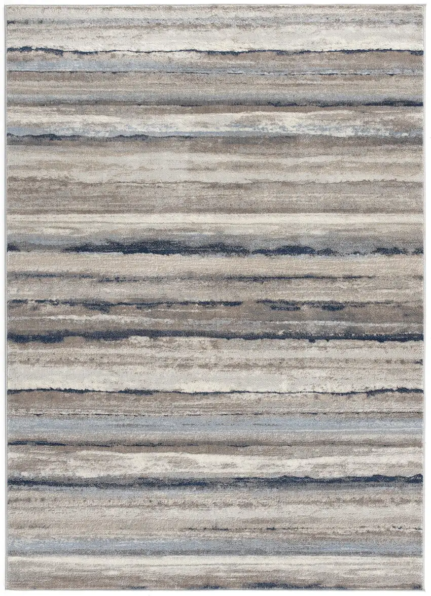 Blue And Beige Distressed Stripes Area Rug Photo 2