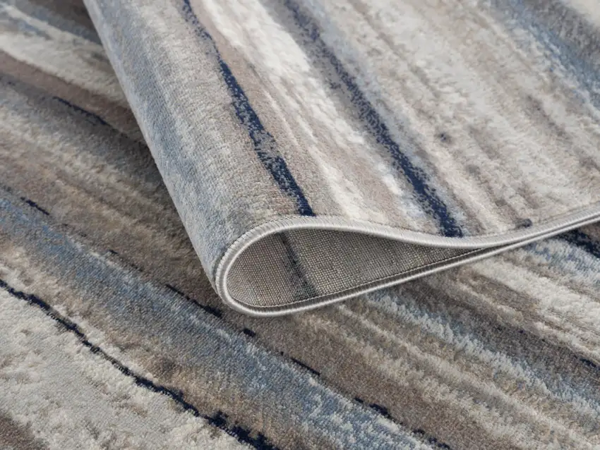 Blue and Beige Distressed Stripes Runner Rug Photo 1