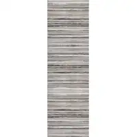 Photo of Blue and Beige Distressed Stripes Runner Rug