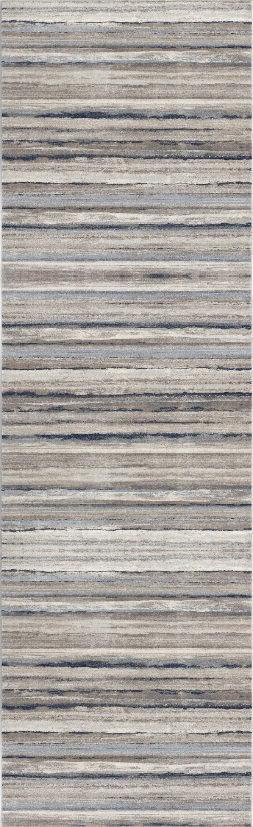 Blue and Beige Distressed Stripes Runner Rug Photo 1