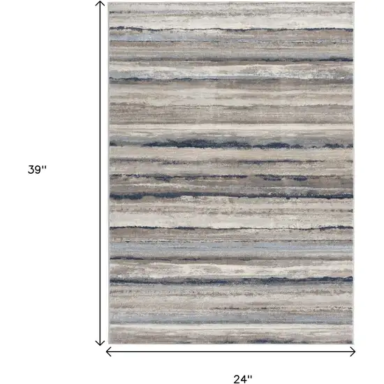 Blue And Beige Distressed Stripes Scatter Rug Photo 8