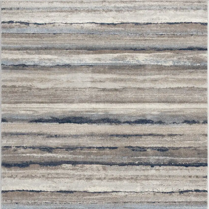Blue And Beige Distressed Stripes Scatter Rug Photo 5