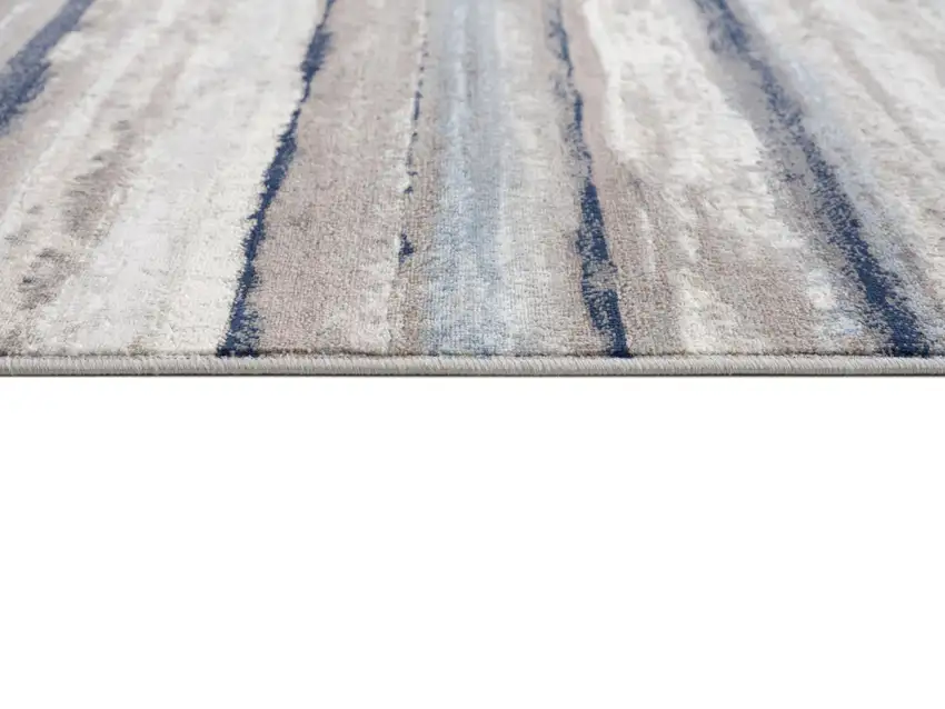 Blue and Beige Distressed Stripes Scatter Rug Photo 7