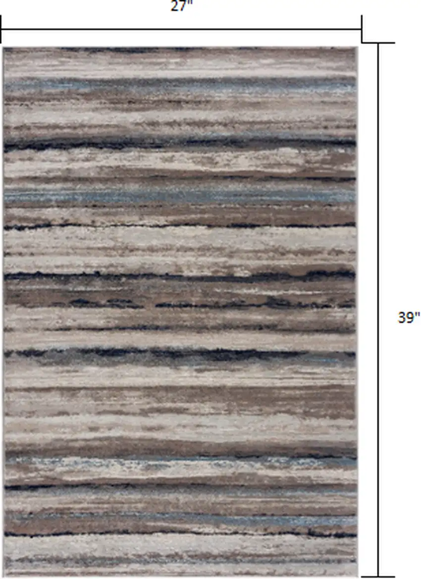Blue and Beige Distressed Stripes Scatter Rug Photo 1