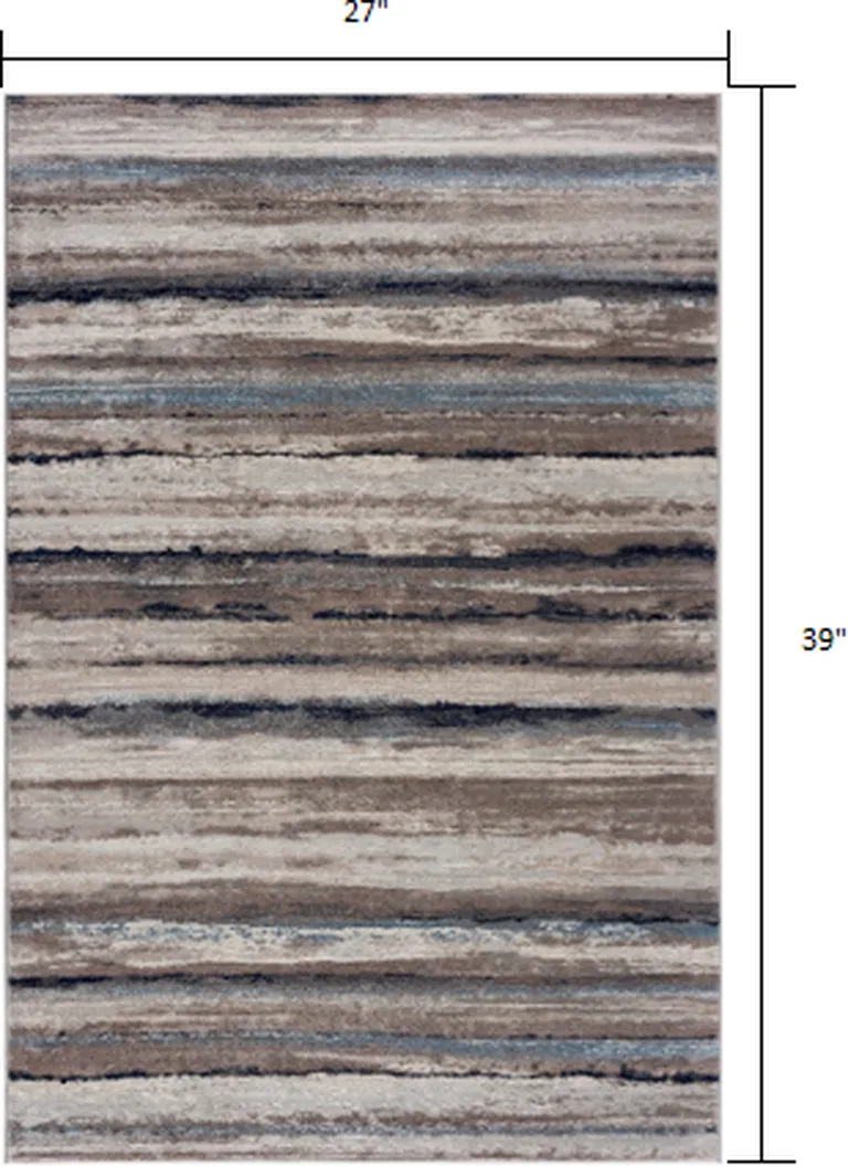 Blue and Beige Distressed Stripes Scatter Rug Photo 1