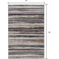 Photo of Blue and Beige Distressed Stripes Scatter Rug