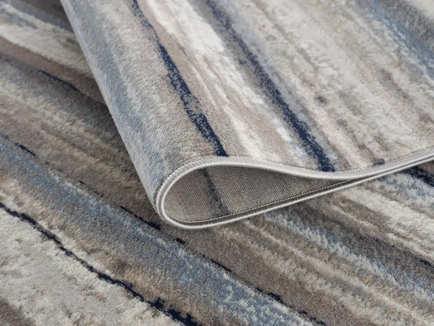 Blue and Beige Distressed Stripes Scatter Rug Photo 6