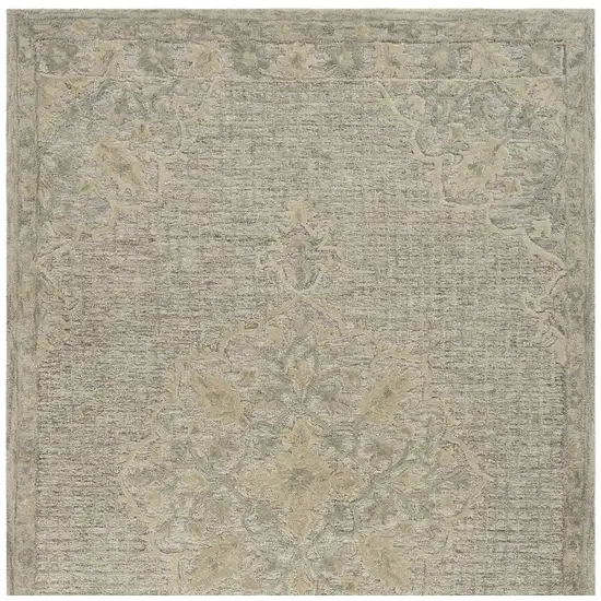 Blue Wool Floral Medallion Hand Tufted Area Rug Photo 4