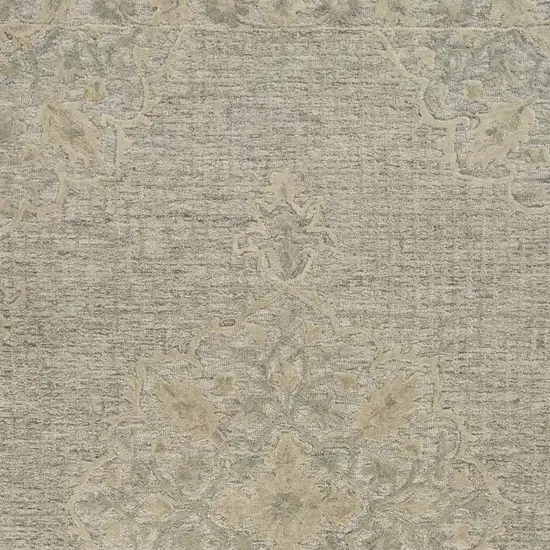 Blue Wool Floral Medallion Hand Tufted Area Rug Photo 3