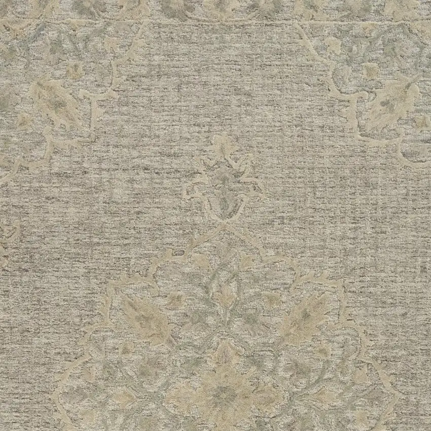 Blue Wool Floral Medallion Hand Tufted Area Rug Photo 3