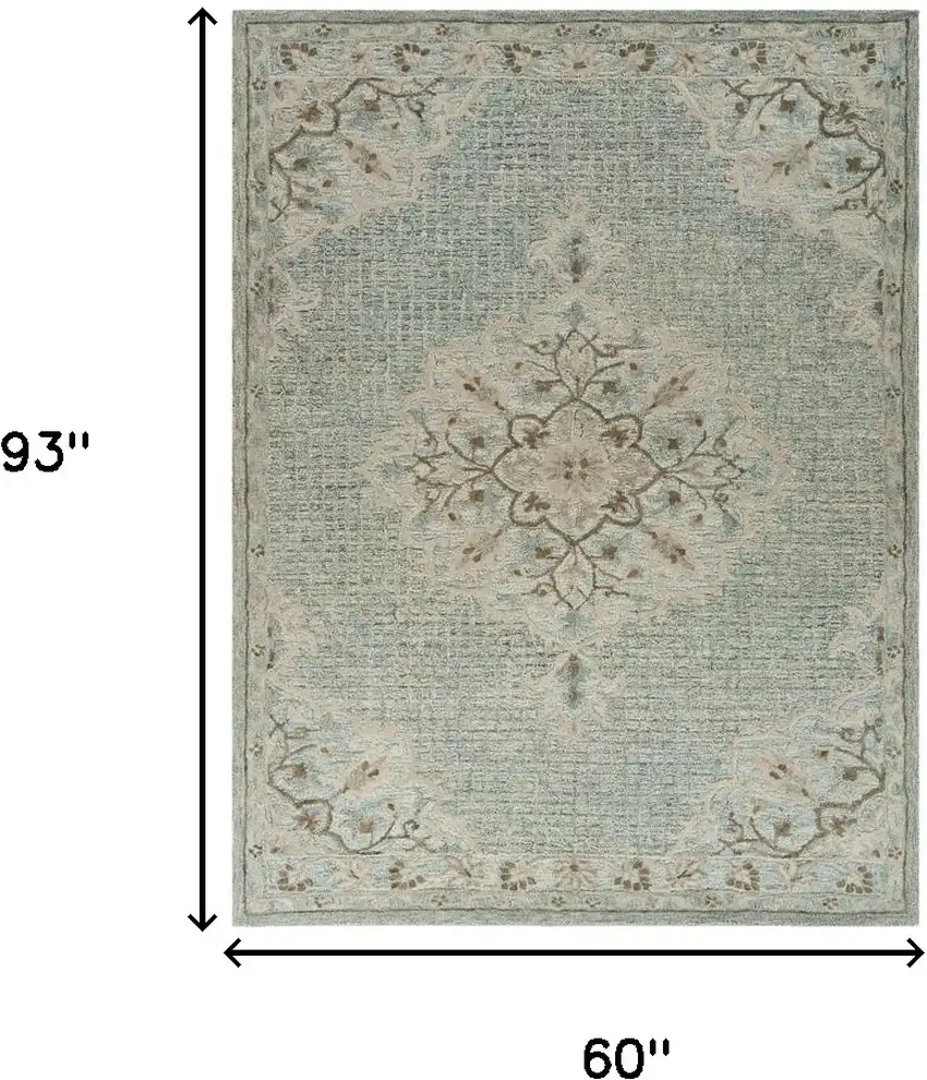 Blue Wool Hand Tufted Area Rug Photo 3