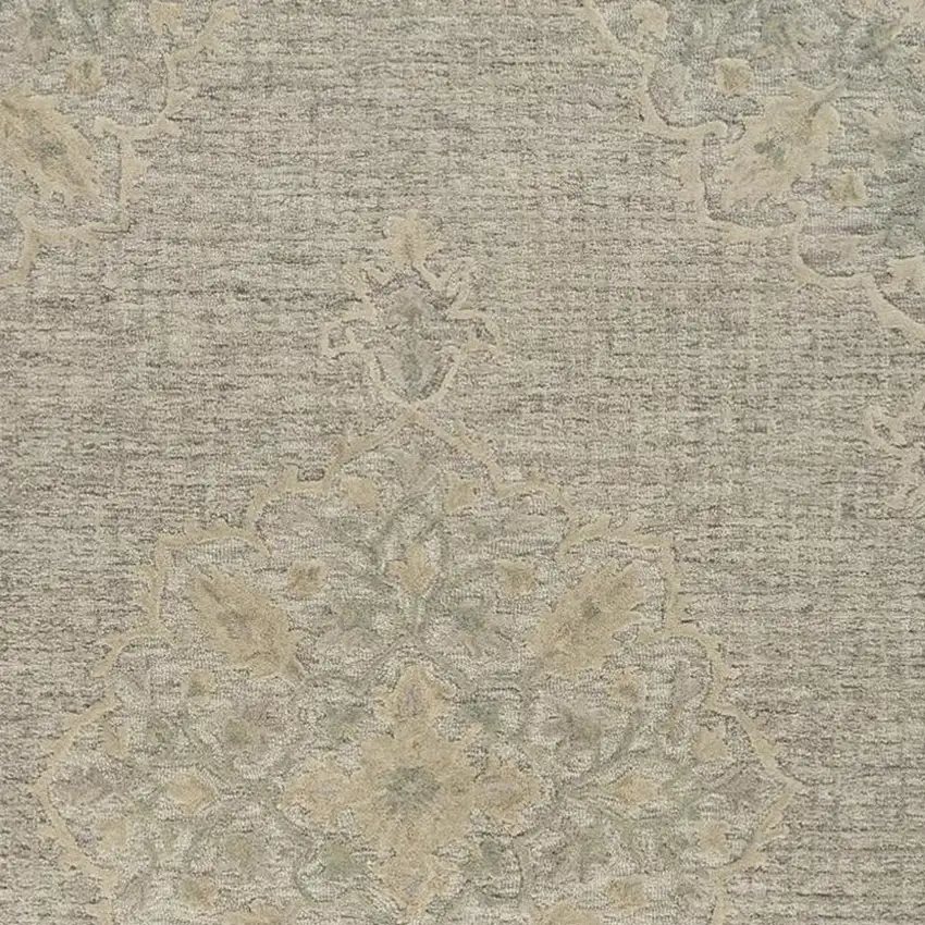 Blue Wool Floral Medallion Hand Tufted Area Rug Photo 3