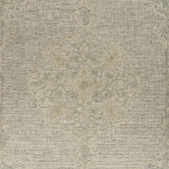 Blue Wool Floral Medallion Hand Tufted Area Rug Photo 8