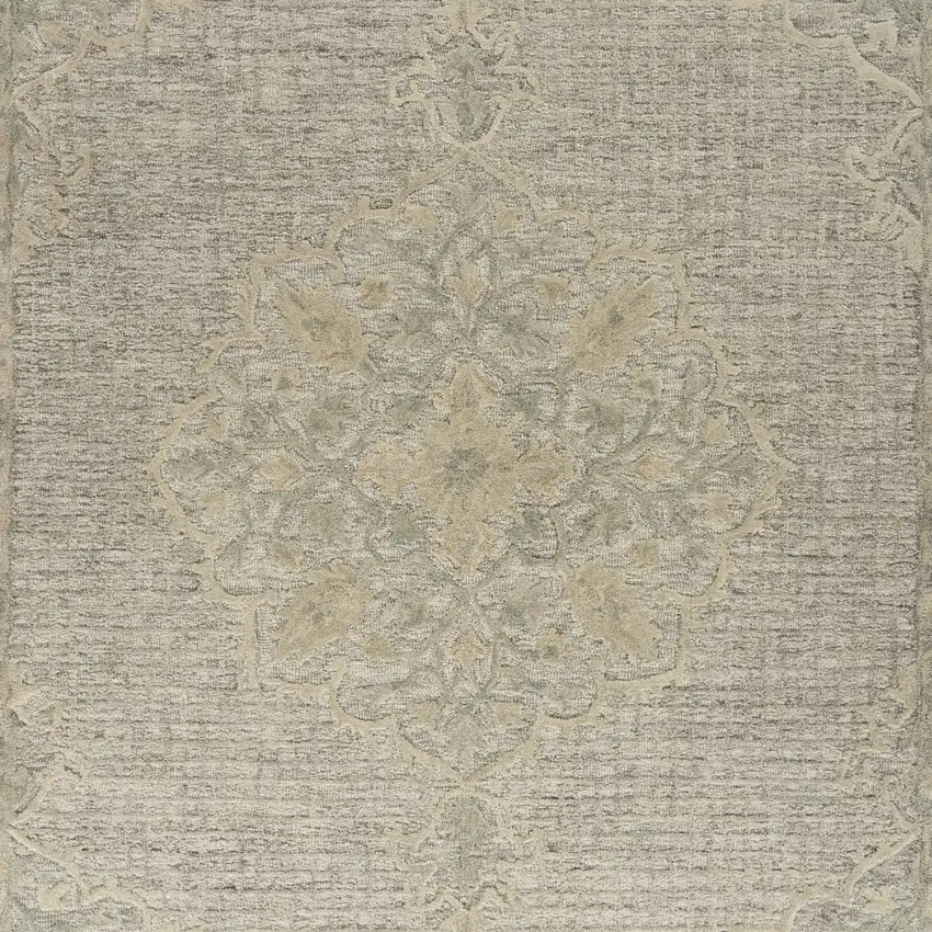 Blue Wool Floral Medallion Hand Tufted Area Rug Photo 8