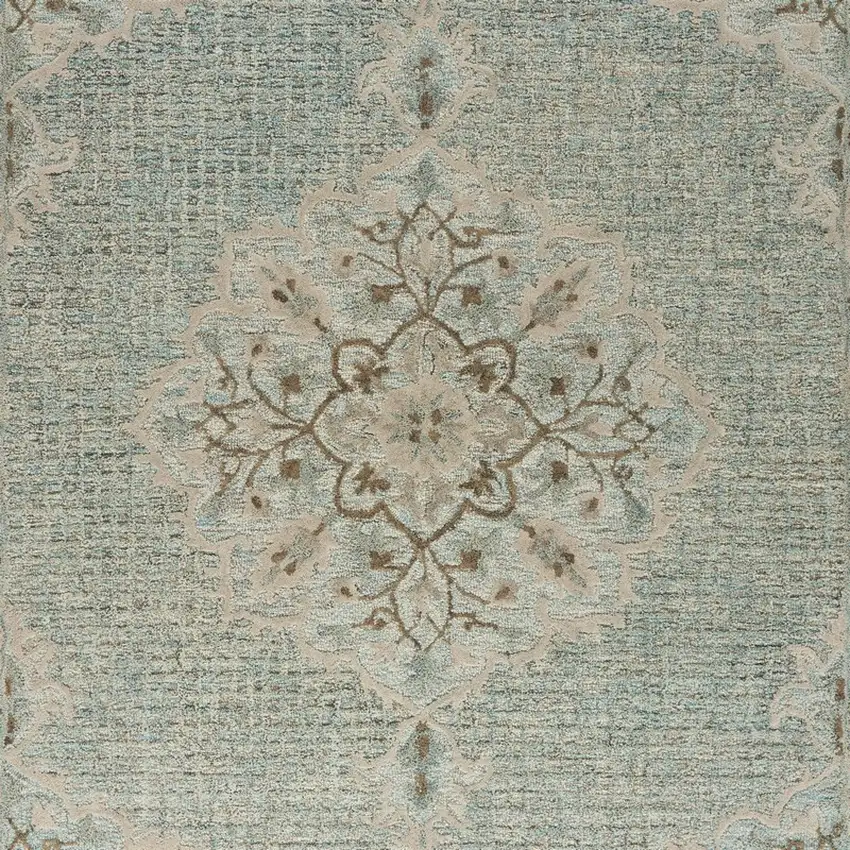 Blue and Beige Flor Medallion Area Rug Photo 2