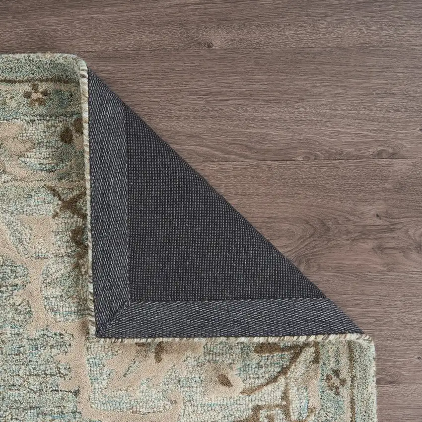 Blue and Beige Flor Medallion Area Rug Photo 8