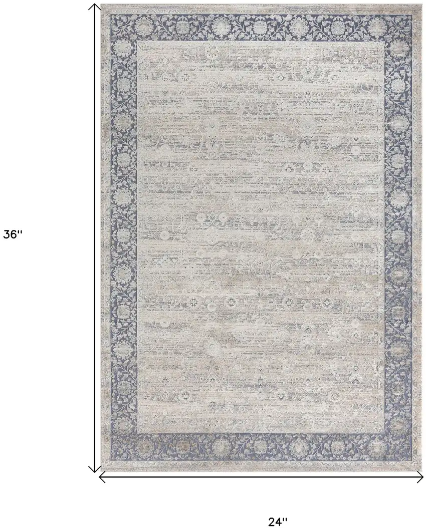 Blue and Beige Floral Area Rug Photo 3