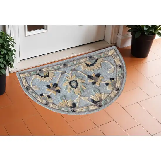 Blue And Beige Wool Hand Woven Area Rug Photo 1