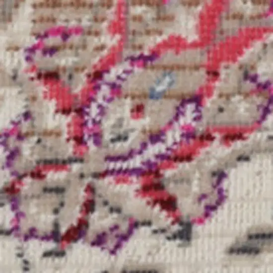 Blue and Beige Floral Medallion Distressed Non Skid Area Rug Photo 1