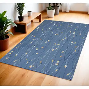 Photo of Blue and Beige Floral Power Loom Area Rug
