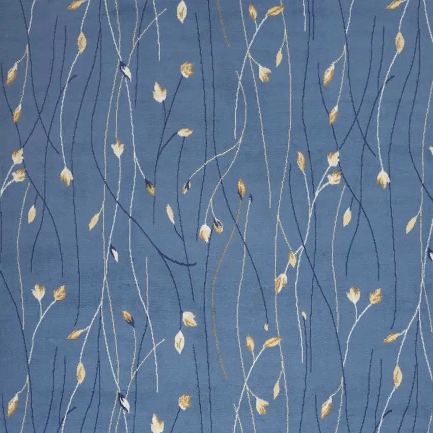 Blue and Beige Floral Power Loom Area Rug Photo 8