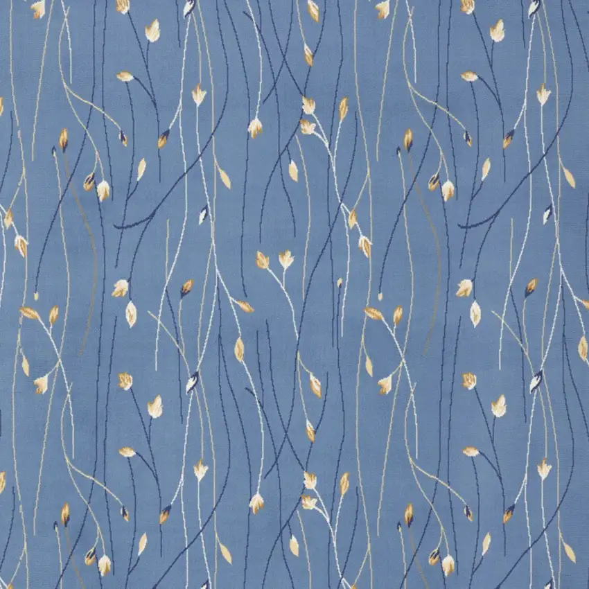 Blue and Beige Floral Power Loom Area Rug Photo 7
